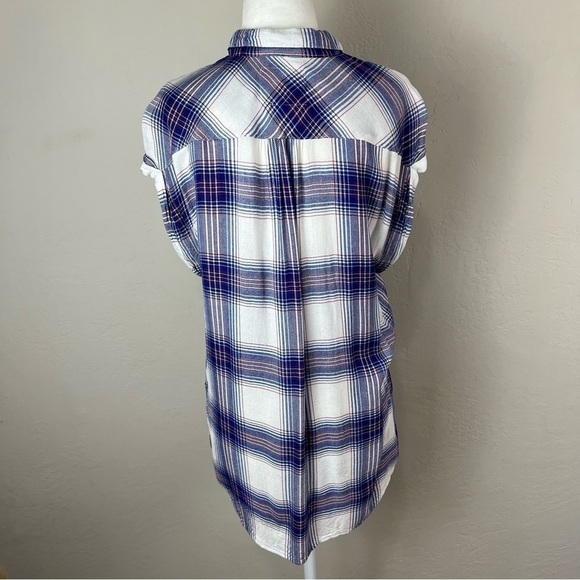 Rails White Plaid Flannel Sleeveless Button Down Shirt Women's Size Extra Small‎ - Picture 4 of 16